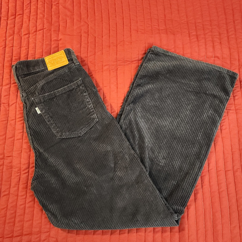 Levi's Premium Ribcage Wide Leg Corduroy Pants Womens W31 L32 Black High Rise